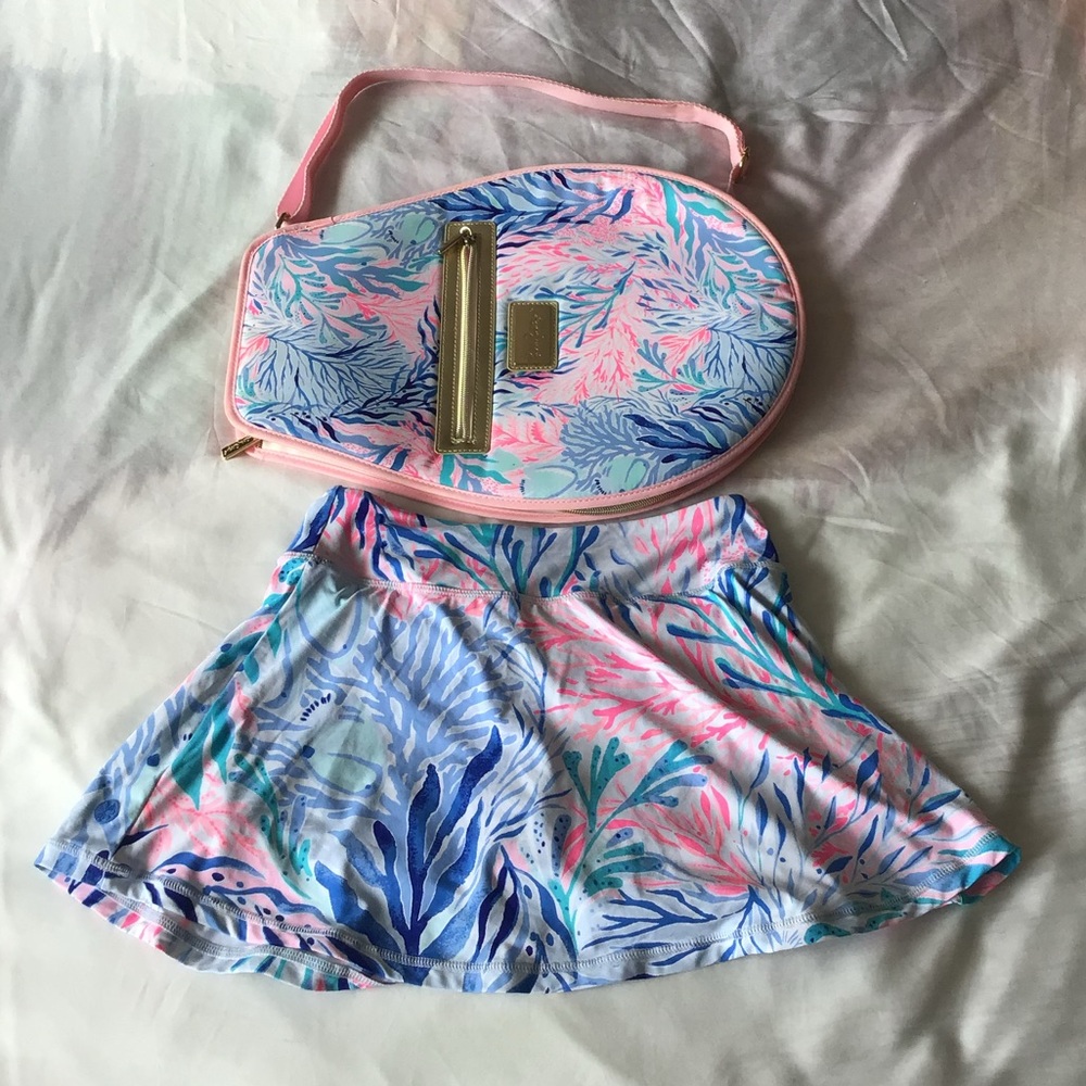 RARE Lily Pulitzer Luxletic Aila Tennis Skort and Tennis Racket Cover - LIKE NEW